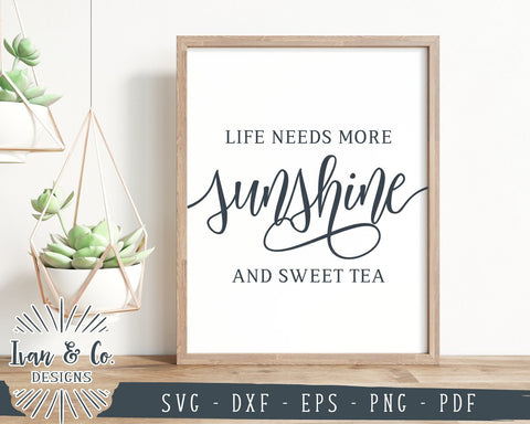 Life Needs More Sunshine And Sweet Tea SVG Files | Summer Sign Svg | Commercial Use | Cricut | Silhouette | Digital Cut Files (988730870) SVG Ivan & Co. Designs 