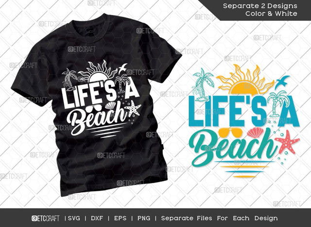 Lifes A Beach SVG Cut File | Summer Svg | Starfish Svg | Palm Tree Svg | Shell Svg | Vacation Quotes | Summer T-shirt Design SVG ETC Craft 