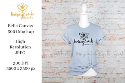 Light Blue 3001 Mockup, Mannequin Mockup, Women's T-Shirt Mockup, Summer Mockup Mock Up Photo Honeycomb Mockups 