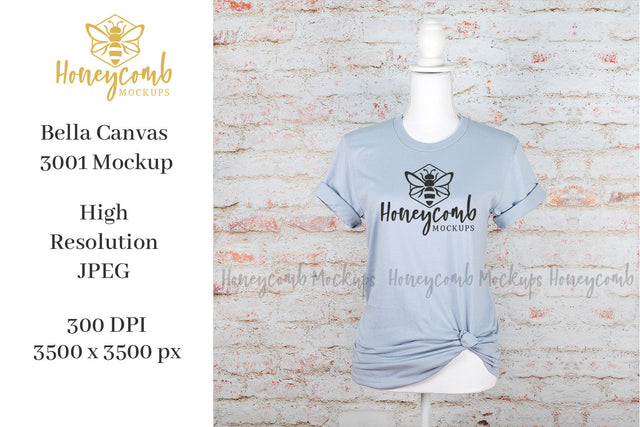 Light Blue 3001 Mockup, Mannequin Mockup, Women's T-Shirt Mockup, Summer Mockup Mock Up Photo Honeycomb Mockups 