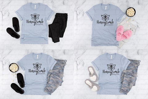 Light Blue Bella Canvas 3001 Mockup Bundle, Women's T-Shirt Mockup, Comfy and Cozy Mockup Mock Up Photo Honeycomb Mockups 