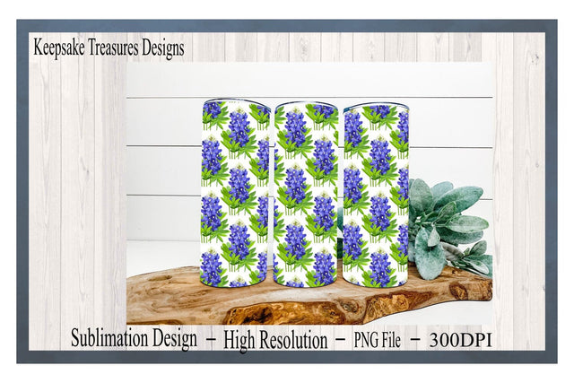 Light Bluebonnet 20oz Sublimation Tumbler Wrap, Transparent PNG Sublimation Design, Digital Download, PNG Printable Sublimation Keepsake Treasures Designs LLC. 