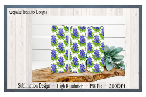 Light Bluebonnet 20oz Sublimation Tumbler Wrap, Transparent PNG Sublimation Design, Digital Download, PNG Printable Sublimation Keepsake Treasures Designs LLC. 