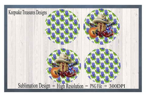 Light Bluebonnet Coaster and Car Coaster Template Set, Lone Star State, Transparent PNG Sublimation Design, Digital Download, PNG Printable Sublimation Keepsake Treasures Designs LLC. 