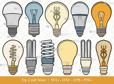 Light Bulb Clipart SVG Cut File | Energy Saving Light Svg | Light Svg | Bulb Svg | Edison Bulb Svg | Energy Bulb Svg | Light Bulb Svg Bundle SVG ETC Craft 