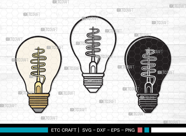 Light Bulb Clipart SVG | Energy Saving Light Svg | Light Svg | Bulb Svg | Edison Bulb Svg | Energy Bulb Svg | Light Bulb Clipart SVG ETC Craft 