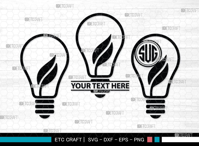 Light Bulb Monogram, Light Bulb Silhouette, Light Bulb SVG Cut Files, Light Svg, Energy Bulb Svg, Energy Saving Light Silhouette, SB00075 SVG ETC Craft 