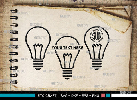 Light Bulb Monogram, Light Bulb Silhouette, Light Bulb SVG Cut Files, Light Svg, Energy Bulb Svg, Energy Saving Light Silhouette, SB00075 SVG ETC Craft 