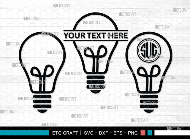 Light Bulb Monogram, Light Bulb Silhouette, Light Bulb SVG Cut Files, Light Svg, Energy Bulb Svg, Energy Saving Light Silhouette, SB00075 SVG ETC Craft 