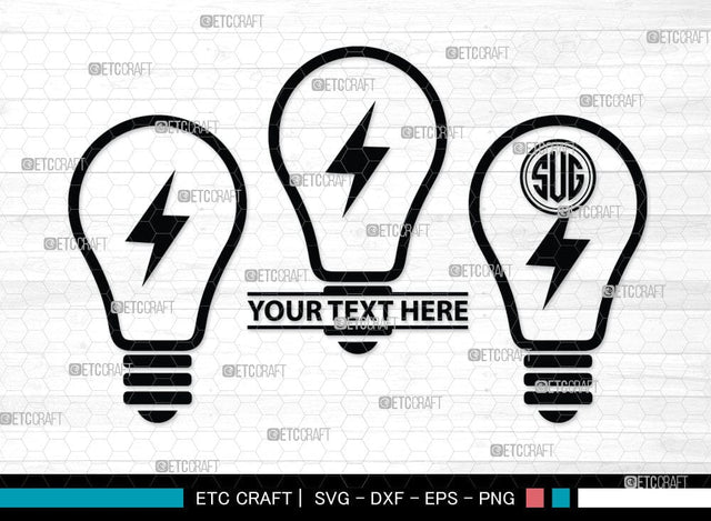 Light Bulb Monogram, Light Bulb Silhouette, Light Bulb SVG Cut Files, Light Svg, Energy Bulb Svg, Energy Saving Light Silhouette, SB00075 SVG ETC Craft 