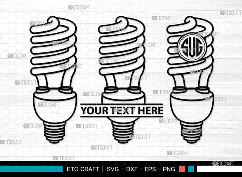 Light Bulb Monogram, Light Bulb Silhouette, Light Bulb SVG Cut Files, Light Svg, Energy Bulb Svg, Energy Saving Light Silhouette, SB00075 SVG ETC Craft 