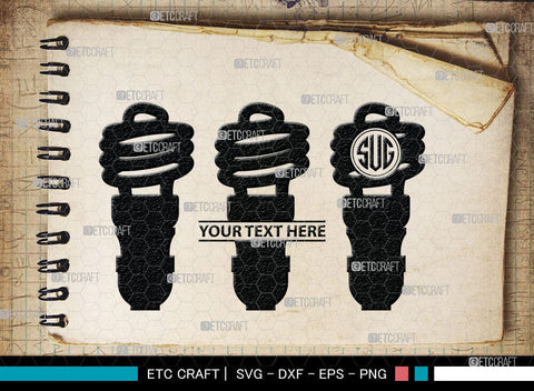 Light Bulb Monogram, Light Bulb Silhouette, Light Bulb SVG Cut Files, Light Svg, Energy Bulb Svg, Energy Saving Light Silhouette, SB00075 SVG ETC Craft 