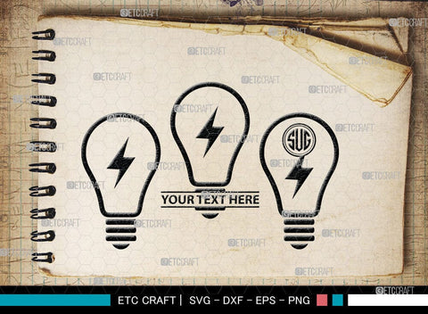 Light Bulb Monogram, Light Bulb Silhouette, Light Bulb SVG Cut Files, Light Svg, Energy Bulb Svg, Energy Saving Light Silhouette, SB00075 SVG ETC Craft 
