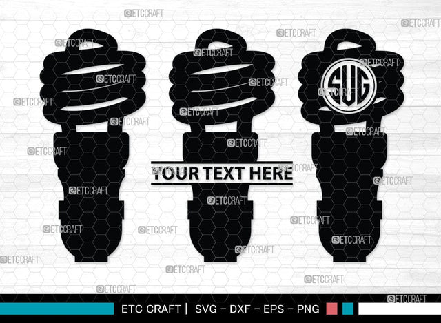 Light Bulb Monogram, Light Bulb Silhouette, Light Bulb SVG Cut Files, Light Svg, Energy Bulb Svg, Energy Saving Light Silhouette, SB00075 SVG ETC Craft 