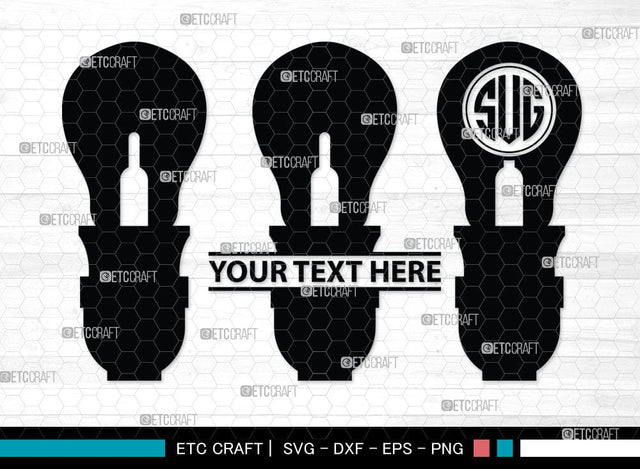 Light Bulb Monogram, Light Bulb Silhouette, Light Bulb SVG Cut Files, Light Svg, Energy Bulb Svg, Energy Saving Light Silhouette, SB00075 SVG ETC Craft 