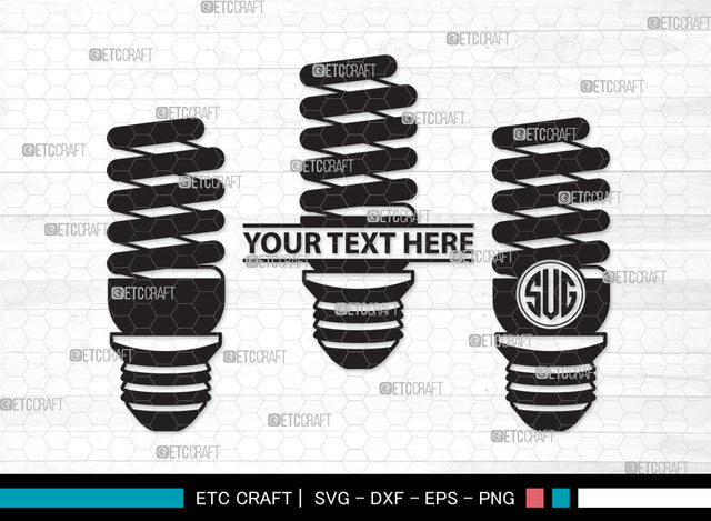 Light Bulb Monogram SVG | Energy Saving Light Svg | Light Svg | Bulb Svg | Edison Bulb Svg | Energy Bulb Svg | Light Bulb Monogram SVG ETC Craft 