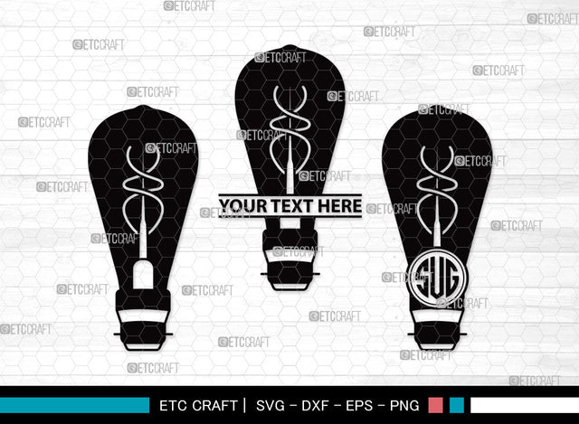 Light Bulb Monogram SVG | Energy Saving Light Svg | Light Svg | Bulb Svg | Edison Bulb Svg | Energy Bulb Svg | Light Bulb Monogram SVG ETC Craft 
