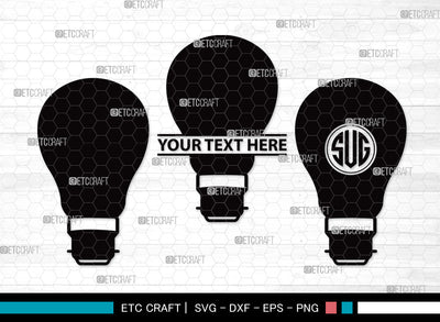 Light Bulb Monogram SVG | Energy Saving Light Svg | Light Svg | Bulb Svg | Edison Bulb Svg | Energy Bulb Svg | Light Bulb Monogram SVG ETC Craft 