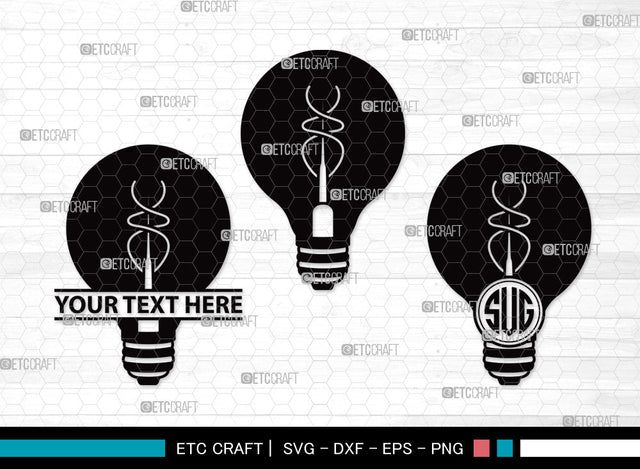 Light Bulb Monogram SVG | Energy Saving Light Svg | Light Svg | Bulb Svg | Edison Bulb Svg | Energy Bulb Svg | Light Bulb Monogram SVG ETC Craft 