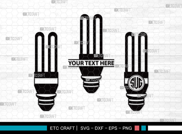 Light Bulb Monogram SVG | Energy Saving Light Svg | Light Svg | Bulb Svg | Edison Bulb Svg | Energy Bulb Svg | Light Bulb Monogram SVG ETC Craft 