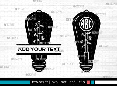 Light Bulb Monogram SVG, Light Svg, Energy Bulb Svg, Circle Monogram Svg, Light Bulb Svg SVG ETC Craft 