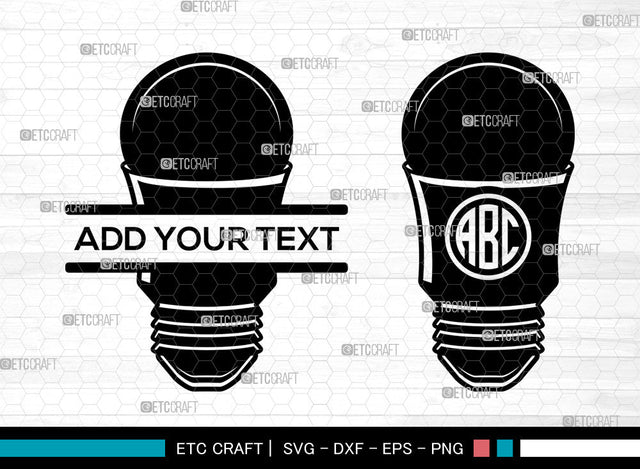 Light Bulb Monogram SVG, Light Svg, Energy Bulb Svg, Circle Monogram Svg, Light Bulb Svg SVG ETC Craft 