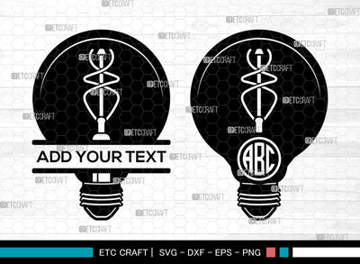 Light Bulb Monogram SVG, Light Svg, Energy Bulb Svg, Circle Monogram Svg, Light Bulb Svg SVG ETC Craft 