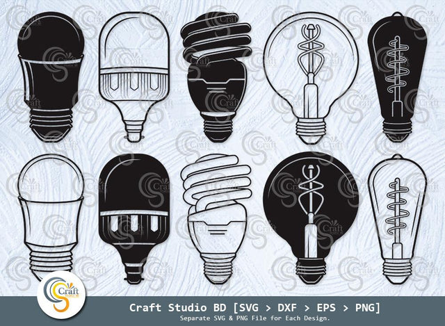 Light Bulb Silhouette, Light Svg, Energy Bulb Svg, Edison Bulb Svg, Light Bulb Svg Bundle SVG ETC Craft 