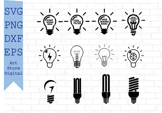 Light Bulb SVG Bundle, Light bulb svg, bulb svg, light bulb clipart, lightbulb svg, light bulb files for cricut SVG Artstoredigital 