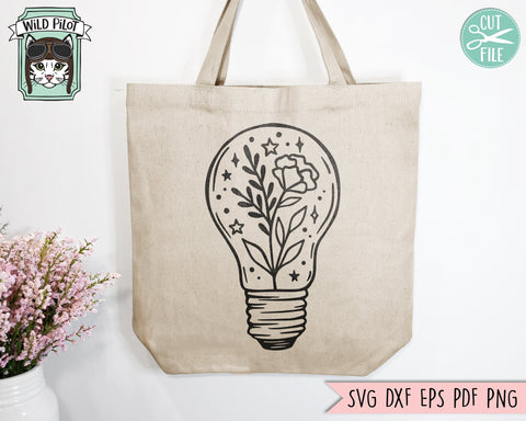 Light Bulb SVG, Flowers SVG Cut File, Floral SVG Cut File, Flowers png, Floral png, Flower Clipart, Floral Clipart, Light Bulb Clipart SVG Wild Pilot 