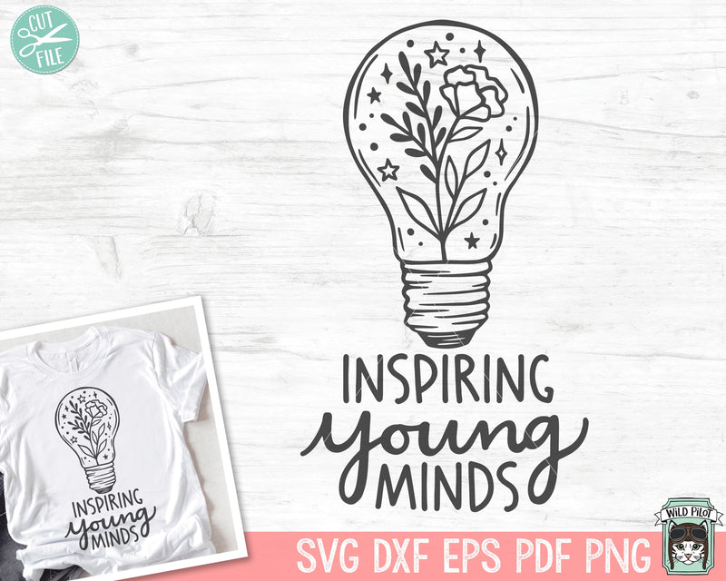 Light Bulb SVG, Inspirational Quote, Floral SVG, Flower SVG SVG Wild Pilot 