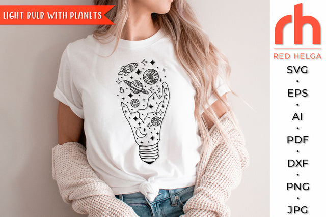 Light Bulb with Planets SVG - Universe Space Cut File SVG RedHelgaArt 