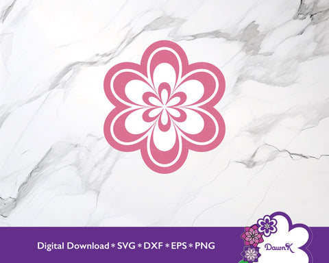 Light Pink Multi-Layered Flower SVG - Colored Flower, Layered Flower SVG DawnKDesigns 