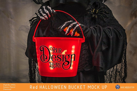 Light up Halloween Bucket Mock up, styled photo Mock Up Photo Mae Middleton Studio 