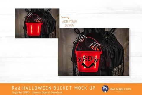 Light up Halloween Bucket Mock up, styled photo Mock Up Photo Mae Middleton Studio 
