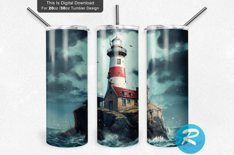 Lighthouse 20 oz / 30 oz Tumbler PNG Sublimation Regulrcrative 