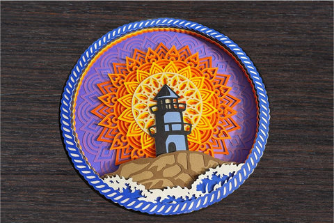 Lighthouse layered mandala SVG 3d mandala svg Layered paper cut file 3D Paper LanaMagDigital 