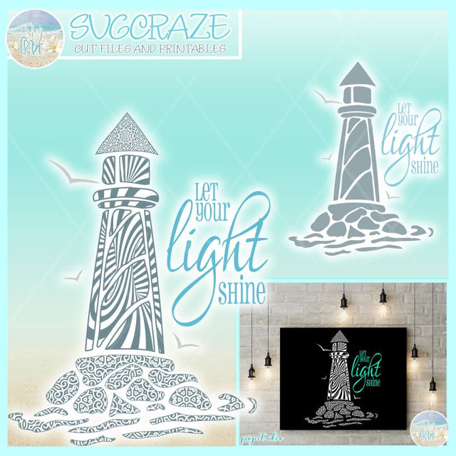Lighthouse Mandala Zentangle Let Your Light Shine Quote SVG SVG SVGcraze