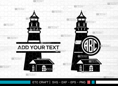 Lighthouse Monogram SVG, Lighthouse SVG, Lighthouse Stencil Svg, Nautical Lighthouse Svg, Split Monogram Svg, Lighthouse Decal Svg, Lighthouse SVG ETC Craft 