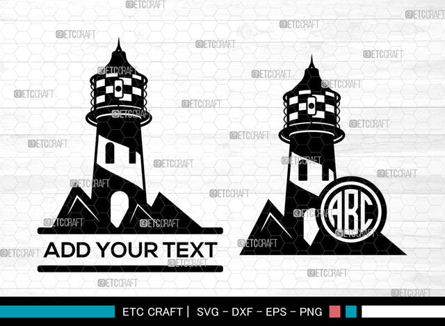 Lighthouse Monogram SVG, Lighthouse SVG, Lighthouse Stencil Svg, Nautical Lighthouse Svg, Split Monogram Svg, Lighthouse Decal Svg, Lighthouse SVG ETC Craft 