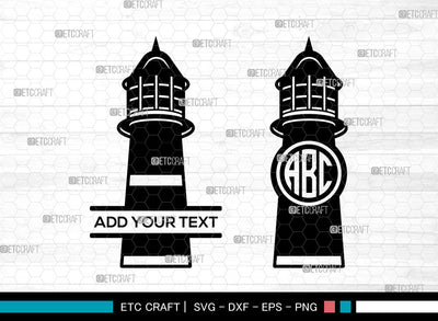 Lighthouse Monogram SVG, Lighthouse SVG, Lighthouse Stencil Svg, Nautical Lighthouse Svg, Split Monogram Svg, Lighthouse Decal Svg, Lighthouse SVG ETC Craft 