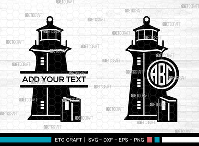 Lighthouse Monogram SVG, Lighthouse SVG, Lighthouse Stencil Svg, Nautical Lighthouse Svg, Split Monogram Svg, Lighthouse Decal Svg, Lighthouse SVG ETC Craft 