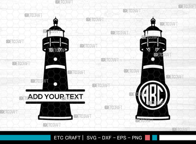 Lighthouse Monogram SVG, Lighthouse SVG, Lighthouse Stencil Svg, Nautical Lighthouse Svg, Split Monogram Svg, Lighthouse Decal Svg, Lighthouse SVG ETC Craft 