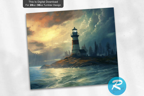 Lighthouse River 20 oz / 30 oz Tumbler PNG Sublimation Regulrcrative 