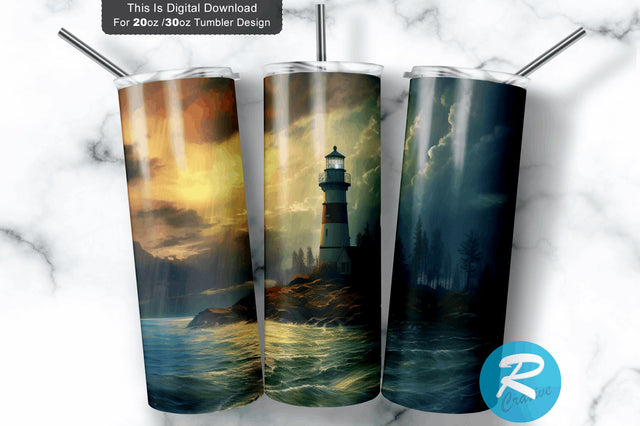 Lighthouse River 20 oz / 30 oz Tumbler PNG Sublimation Regulrcrative 