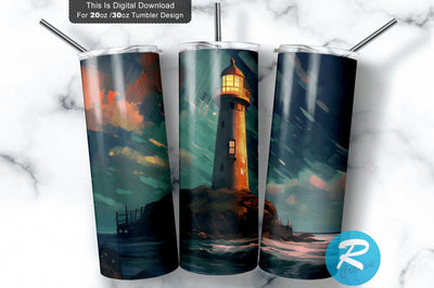 Lighthouse River Sky 20 oz / 30 oz Tumbler PNG Sublimation Regulrcrative 