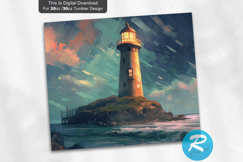 Lighthouse River Sky 20 oz / 30 oz Tumbler PNG Sublimation Regulrcrative 