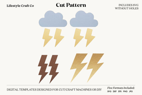 Lightning Bolt Earring SVG, Clouds Earring Templates, Cricut cut file SVG Lifestyle Craft Co 