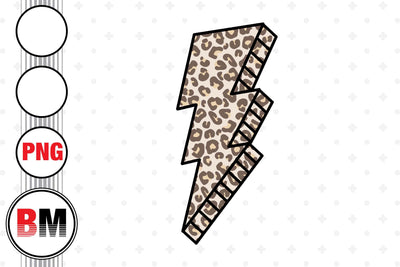Lightning Bolt Leopard PNG Files Sublimation BMDesign 