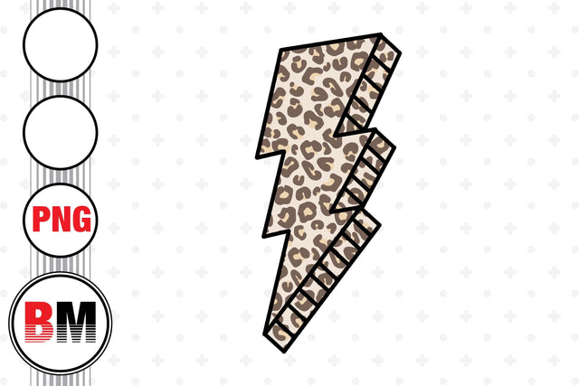 Lightning Bolt Leopard PNG Files Sublimation BMDesign 